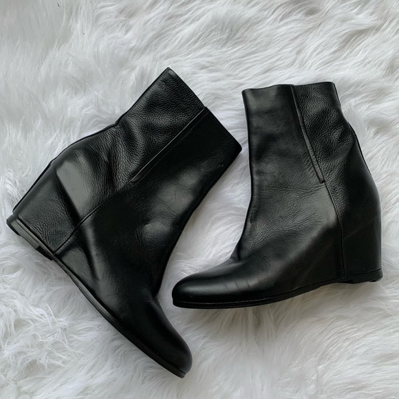 Vince Shoes - Vince Black Leather Wedge Michela Booties 41 / 9.5